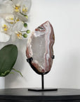 Jasper & Quartz Slice with Natural Banded Patterns on Stand - MWS2909