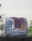 Blue Agate & Amethyst Geode with Calcite Formation - CBP1422