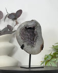 Natural Sugar Quartz Geode Mineral Specimen on Metal Stand - MWS3110