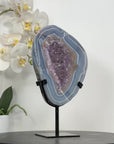 Blue Banded Agate & Amethyst Stone Slice - MWS3015
