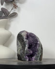Amethyst Geode Crystal Cluster with Purple and Gray Jasper Bands - CBP1168