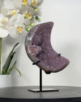 Amethyst & Agate Moon Carving - Stand Icnluded - MWS2578