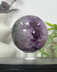 Amethyst & Quartz Sphere Geode with Druzy Interior - SPH0160
