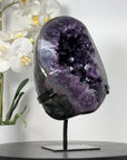 Large Natural Amethyst Geode From Uruguay With Metal Stand – Statement Crystal Piece for Modern Home Decor - MWS2498