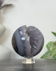 Banded Agate & Quartz Druzy Sphere Geode - SPH0233