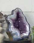 XXL Blue Agate & Amethyst Geode Free Form Statement Piece from Uruguay - CBP1440