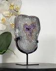 Amethyst Agate Geode Slice onMetal Stand - MWS2905