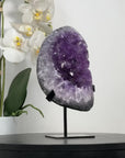 Natural Amethyst Crystal Cluster on Black Metallic Stand - MWS2204