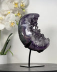 Natural Amethyst Crystal Moon Shape on metal stand - MWS2583