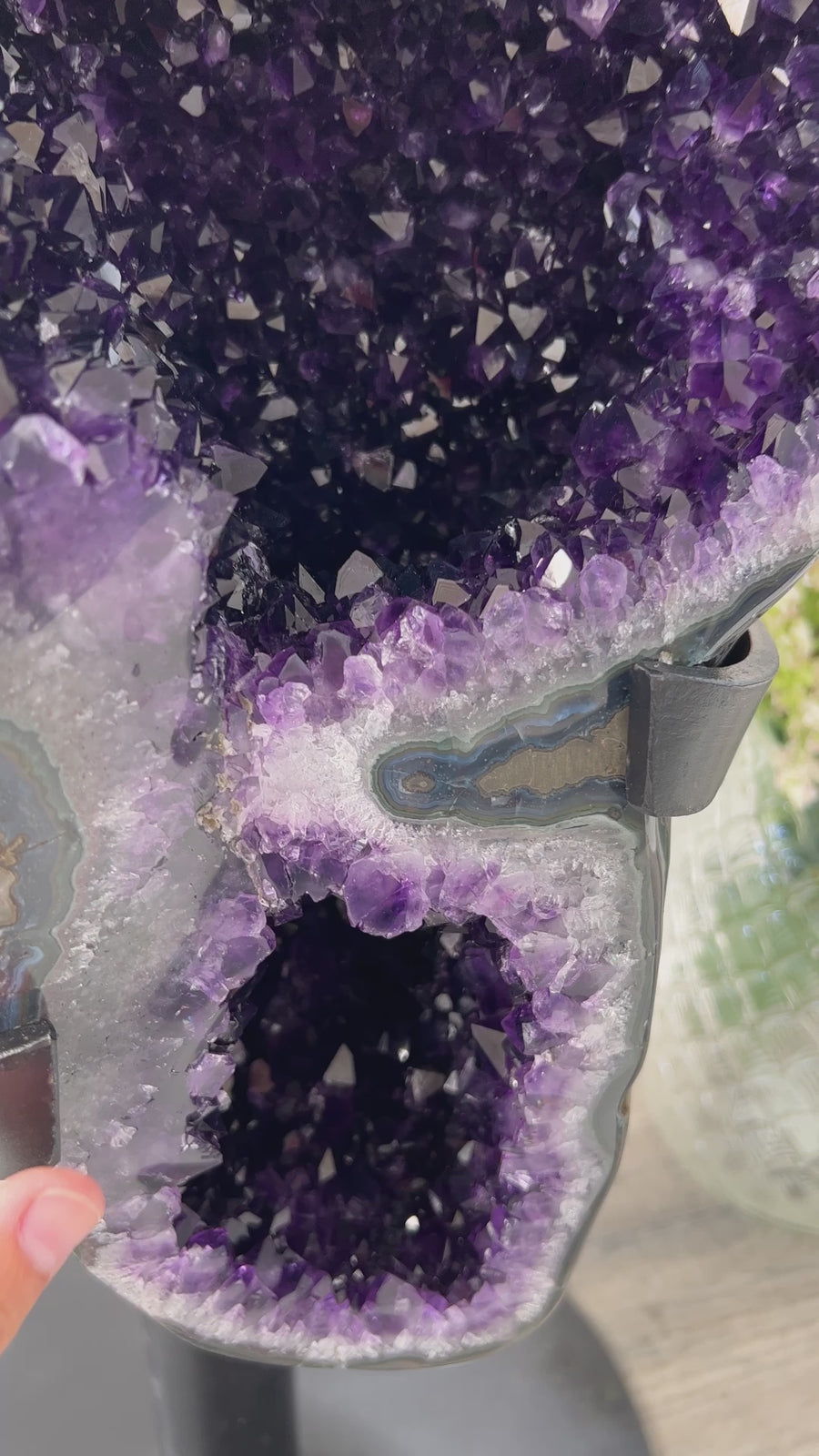 XXL Natural Amethyst Geode on Rotery Stand - AWS1454