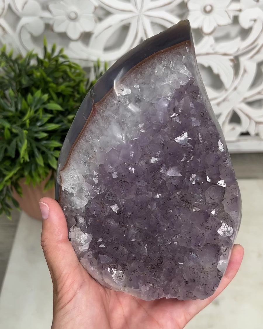Beautiful Uruguayan Amethyst Flame Crystal Carving - FST0085
