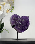 Natural Amethyst Crystal Heart with Calcite Inclusions - HST0319