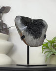 Unique Natural Black Amethyst Geode on Metal Stand - MWS3387