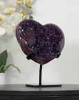 Unique Agate & Amethyst Crystal Heart with Stand - HST0336