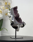 Agate & Amethyst Stone Leaf Carving on Metal Stand - MWS2810