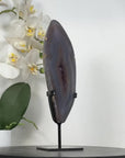 Agate Slice on Stand with Natural Amethyst Druzy Center - MWS2901