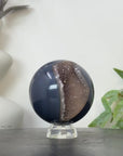Banded Agate & Druzy Sphere Geode with Crystal Formation - SPH0226