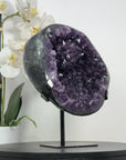 Natural Amethyst Geode with Large Crystals on Metal Stand - MWS2458