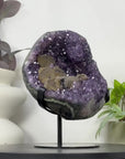Natural Deep Purple Amethyst Geode with Calcite Inclusion - MWS3354