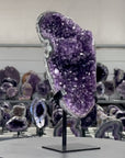 Deep Purple Amethyst Geode With Eye Formations on Metal Stand - MWS2703