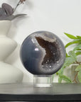 Banded Agate & Quartz Druzy Sphere Geode - SPH0154