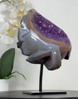 Amethyst & Blue agate Stone Leaf Carving - MWS2426