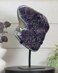 Top Quality Natural Amethyst Crystal Cluster with Green Jasper - Stand Included - MWS3153
