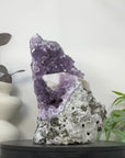 Natural Amethyst Cluster with Calcite Formation Covered with Sugar Crystals - CBP1423