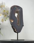 Large Agate Geode Slice with Custom Made Metallic Stand - MWS2327
