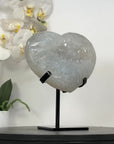 Natural Quartz Stone Heart Carving with Stand - HST0339