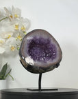 Natural Amethyst Geode with Polished Agate Shell - Stand Included - MWS3034