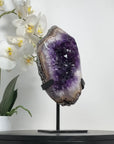 Natural Deep Purple Amethyst Geode with Metallic Stand Included - MWS2438
