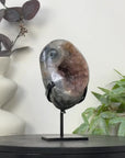 Natural Peach Tone Sugar Quartz Crystal Geode with Calcite Inclusion - MWS3254