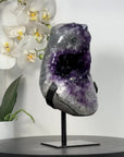 Natural Amethyst Crystal Geode on Stand with Large & Deep Purple Crystals - MWS2590