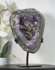 Rare Large Amethyst Geode with Quartz Shell & Black Hematite Calcite Inclusion - MWS2535