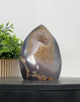 Agate & Quartz Flame Carving Geode - FST0155