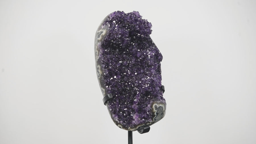 Deep Purple Natural Uruguayan Amethyst Cluster, Metal Stand Included - MWS0300