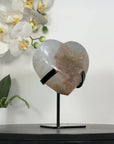Natural Yellow Quartz Stone Heart, Stand Included - HST0333