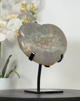 Natural Quartz Stone Heart Carving with Stand - HST0356