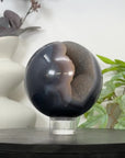 Banded Agate & Quartz Druzy Sphere Geode - SPH0186