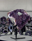 Deep Purple Amethyst on Metal Stand with Calcite - MWS2710