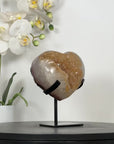 Natural Yellow Quartz Stone Heart, Stand Included - HST0346