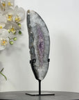 Natural Quartz & Amethyst Stone Geode Slice on Stand - MWS3004