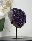 Top Grade Natural Amethyst Crystal Cluster on Metal Stand – Deep Purple Specimen from Uruguay - MWS2412