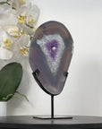 Agate & Amethyst SLice with Metallic Stand - MWS2915