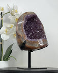 Beautiful Natural Amethyst Stone Geode with Metalllic Stand - MWS2044