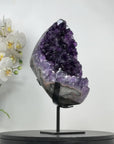 Large Deep Purple Amethyst Cluster on Metal Stand – Statement Crystal for Home Décor - MWS2395