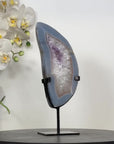 Blue Banded Agate Stone Slice on Metal Stand - MWS3002