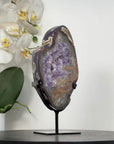 Agate Geode Slice with Purple Quartz Crystals - MWS2906