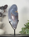 Blue Banded Agate & Amethyst Geode Slice Portal - MWS3248